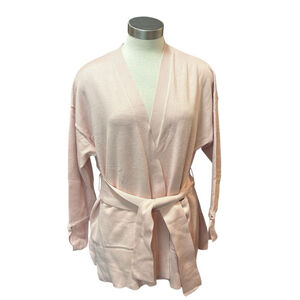 NWT Marla Wynne Sweater Cardigan Belted Baby Pink Sz. XL